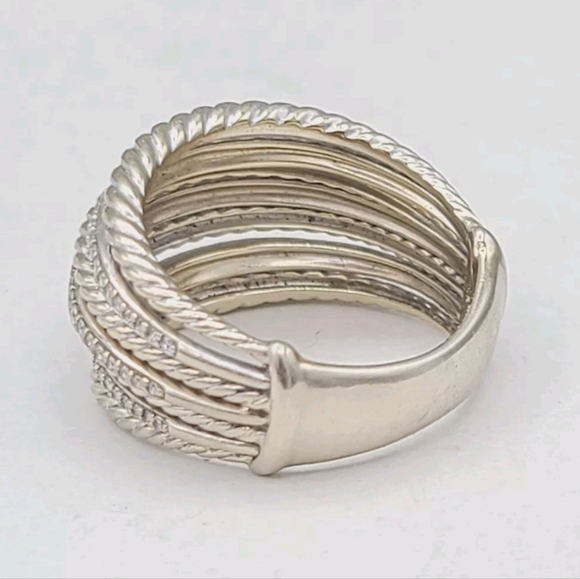 David Yurman Lantana Dome Ring With Diamonds In 18k White Gold - Picture 4 of 6